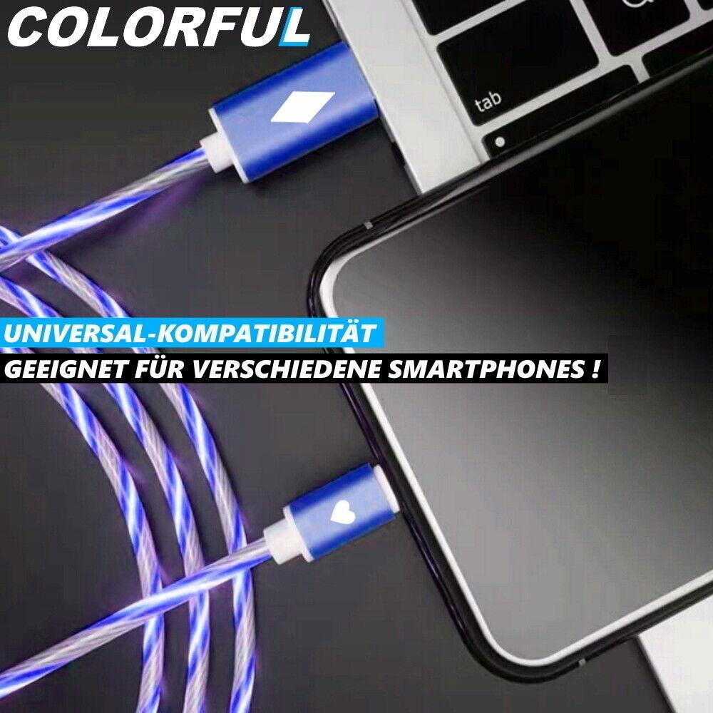 COLORFUL MICRO USB LED Ladekabel / Datenkabel Leuchtkabel für Samsung HTC LG 1m