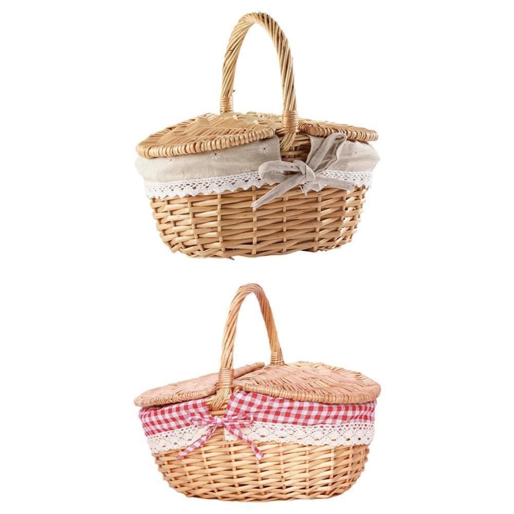 Picknickkorb mit Deckel Griff handgefertigt Weide Outdoor DE.