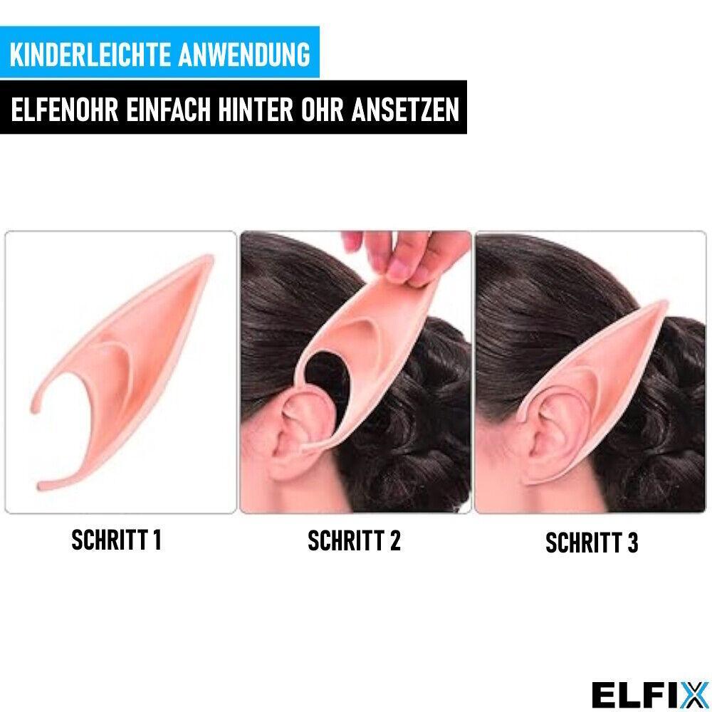ELFIX Elfenohren Halloween Latex Feenohren Cosplay Ohren Weiche Fake Ohren 2paar