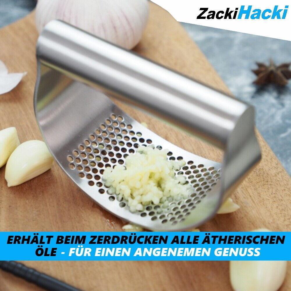 ZackiHacki Knoblauchpresse Edelstahl Knoblauchschneider Ingwer Knoblauch Crusher
