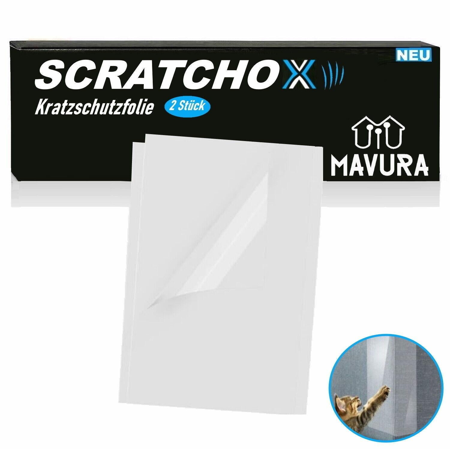 SCRATCHOX Kratzschutz Kratzschutzfolie Sofa Tür Wand Selbstklebend Katze