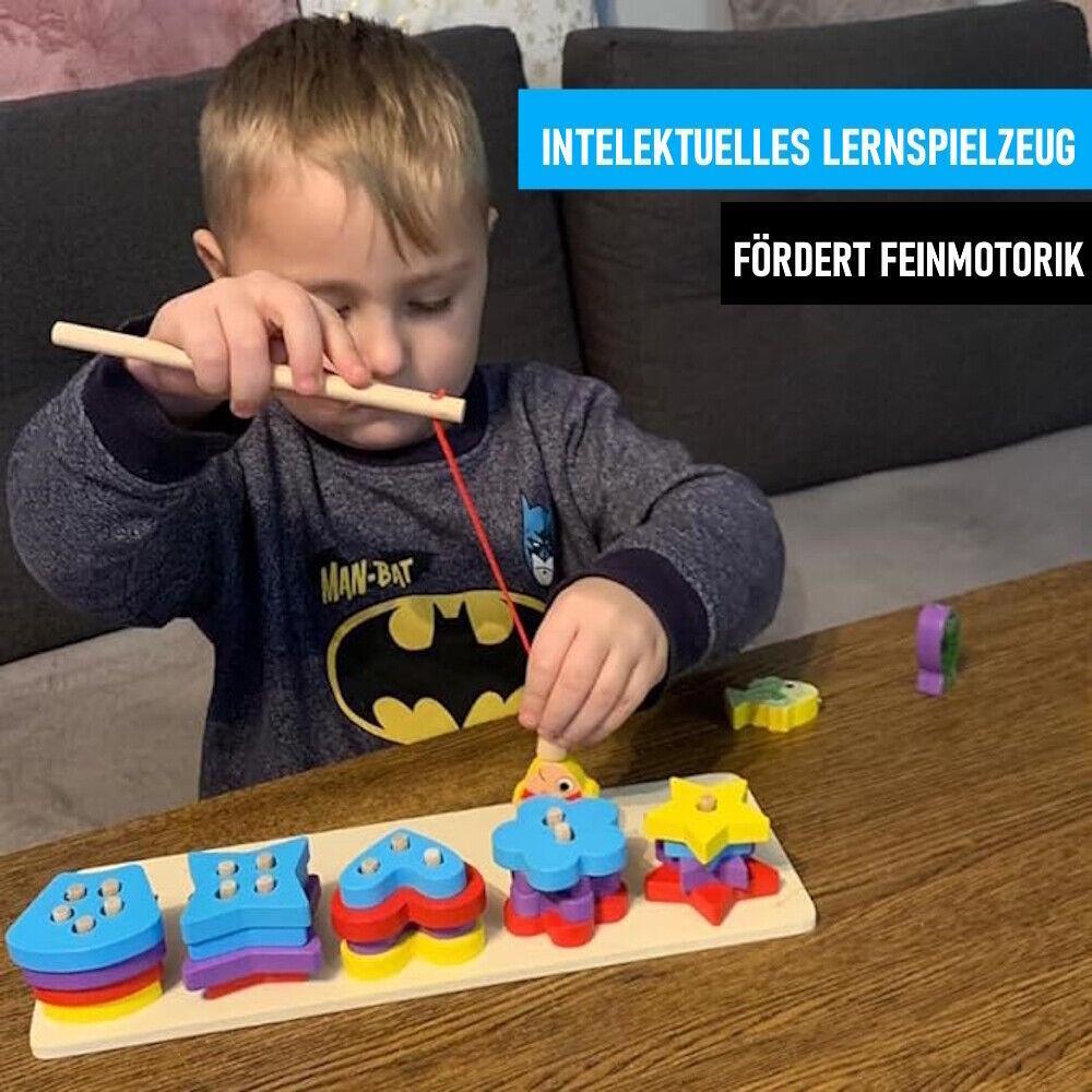 FISHTASTIX Magnetisches Angelspiel Holz Kinder Montessori Angelrute Fische Set