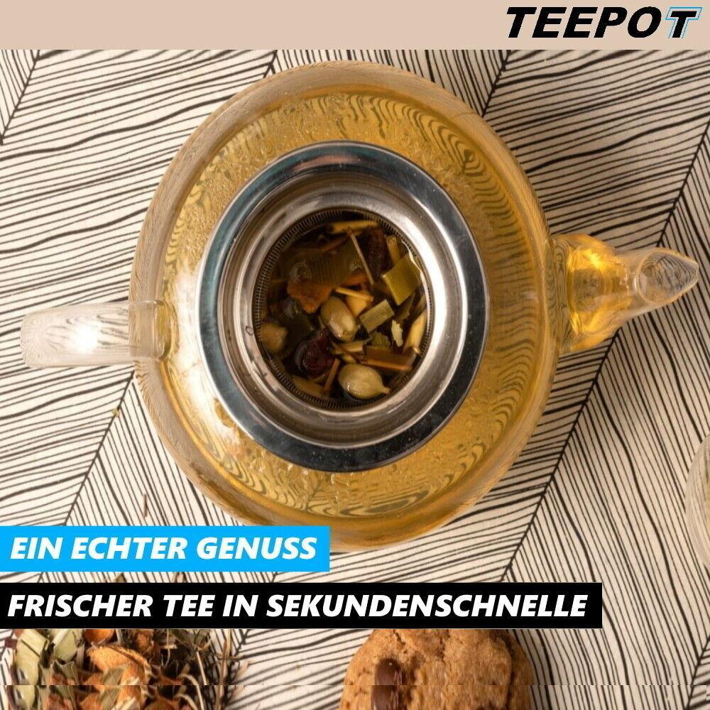 TEEPOT Teekanne mit Siebeinsatz Glaskanne Glasteekanne mit Teesieb Teebereiter