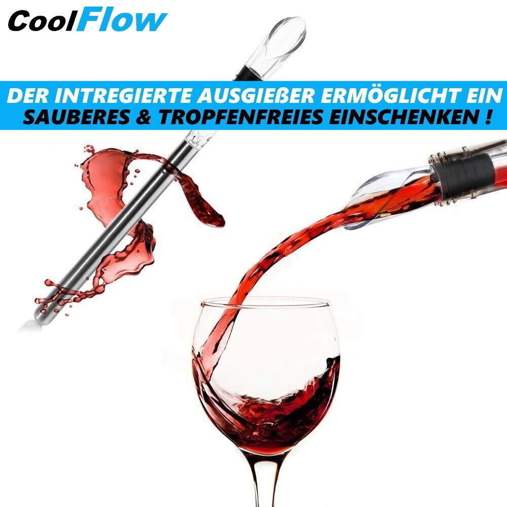 COOLFLOW Weinkühlstab mit Ausgießer Edelstahl Dekanter Flaschenkühler Weinkühler