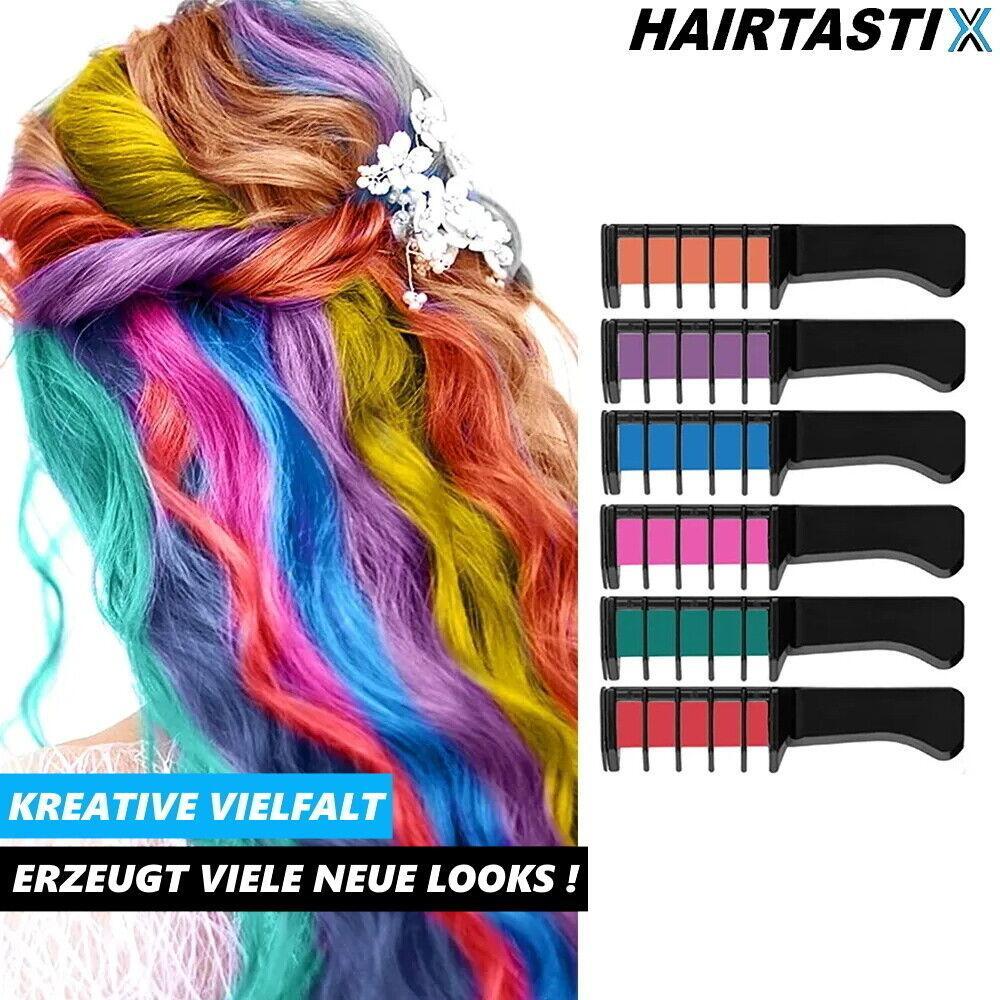 HAIRTASTIX Haarkreide Haarfarbe Kamm Haartönung Haarkam Kinder Tönung Temporär