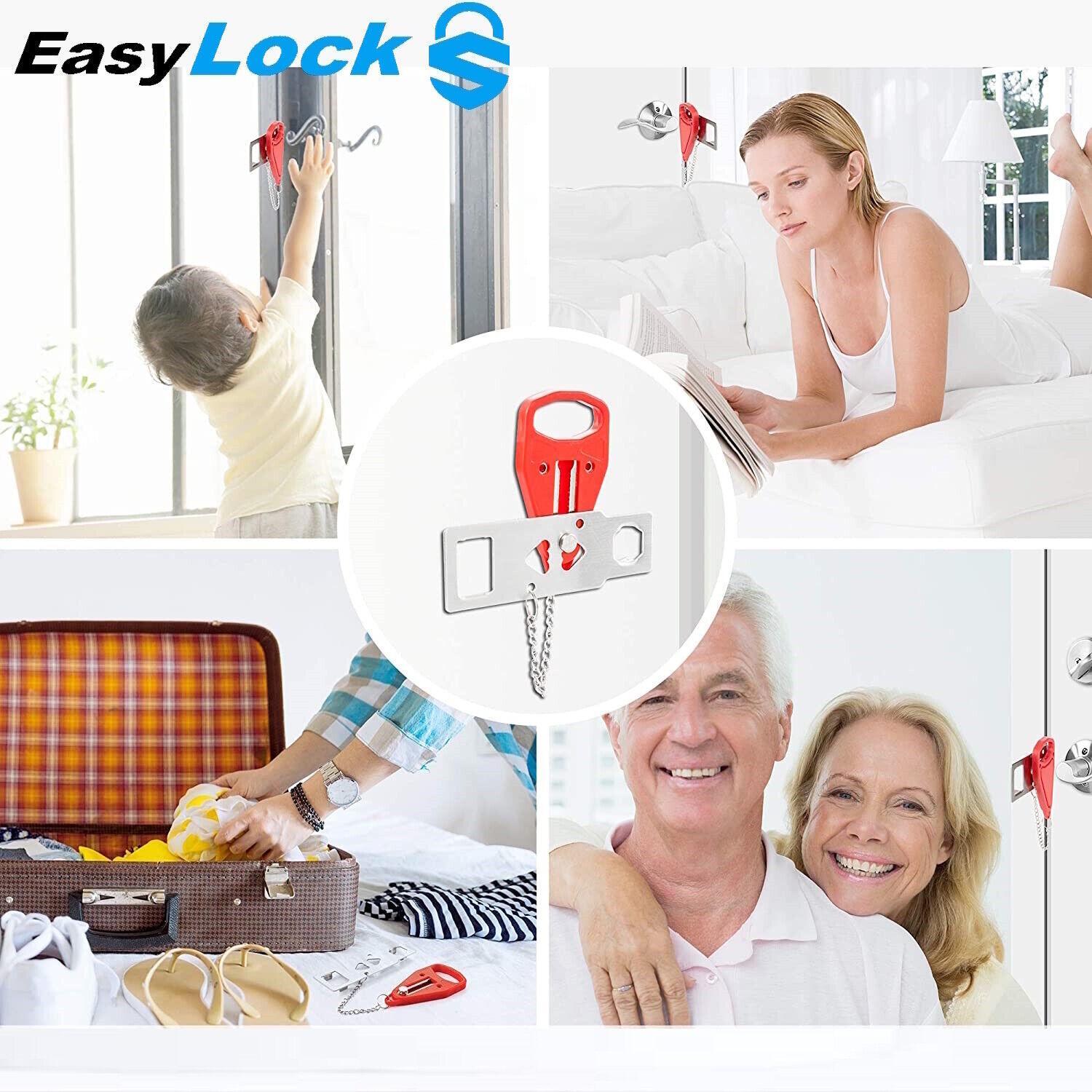 EASYLOCK Tragbares Türschloss Reiseschloss Sperrschloss Zusatzschloss mit Tasche