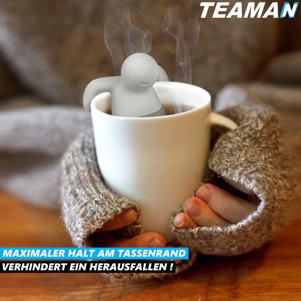 TEAMAN Teesieb Teeei Silikon Teefilter Teemännchen Teekugel Teenetz grau