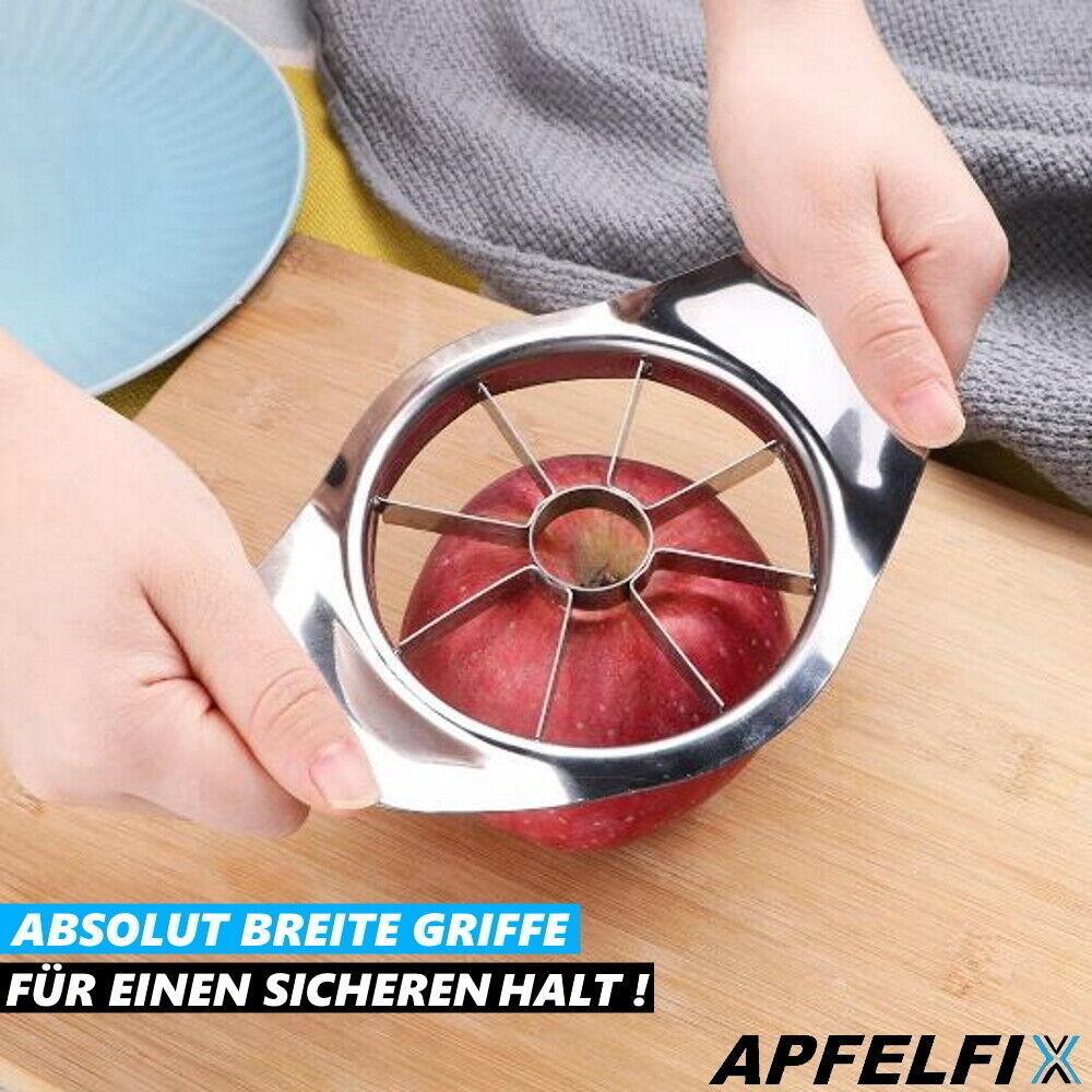 APFELFIX Edelstahl Apfelteiler Apfelschneider Birnenteiler Obstteiler Entkerner