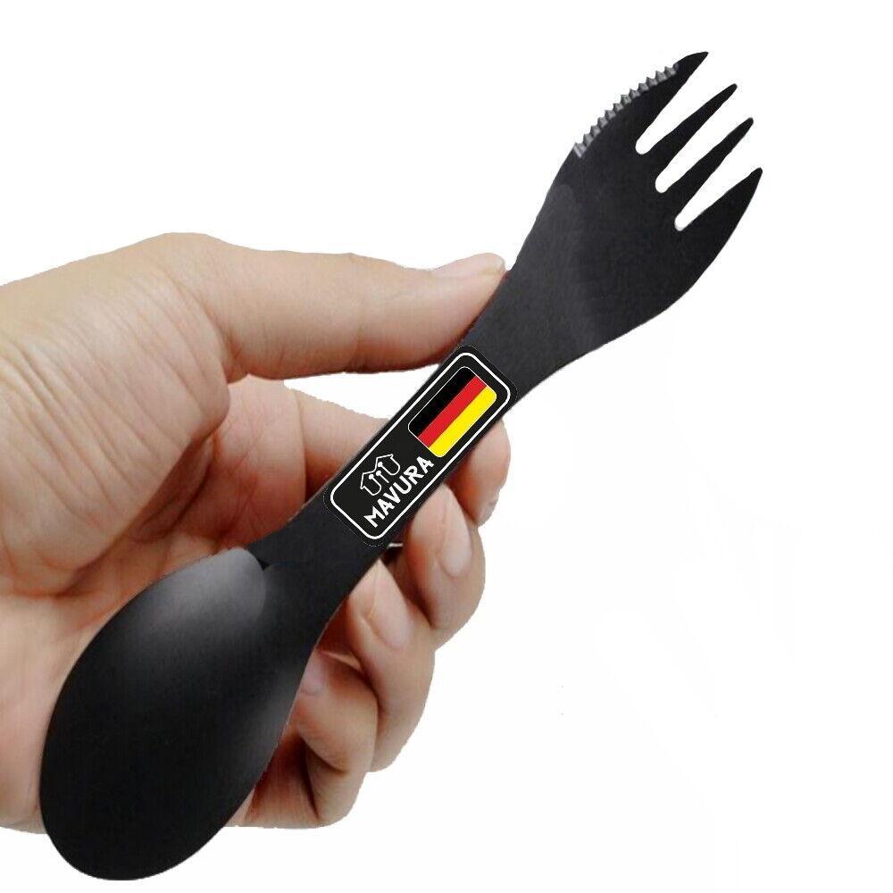 TrioMax Camping Besteck Outdoor Löffel Messer Gabel 3in1 Essbesteck Edelstahl