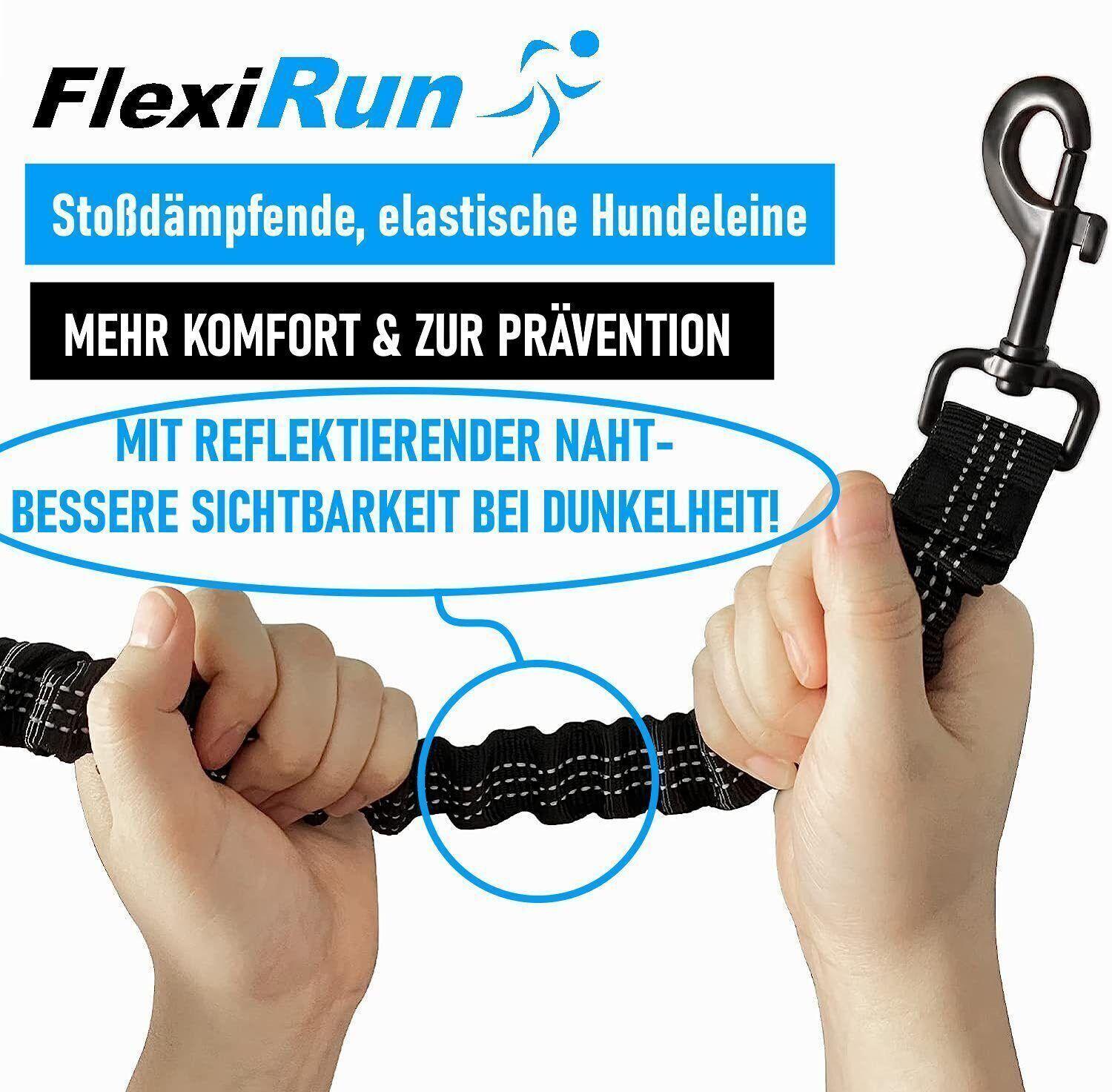 FlexiRun Joggingleine mit Bauchgurt Hundeleine Laufleine Fahrradleine elastisch