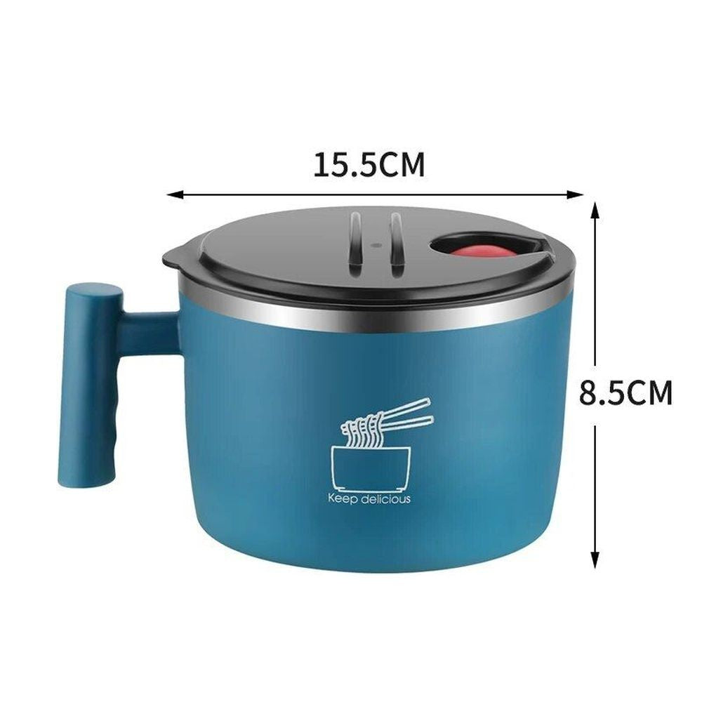 Edelstahl-Schüssel mit Deckel für Instant-Nudeln, tragbar DE.