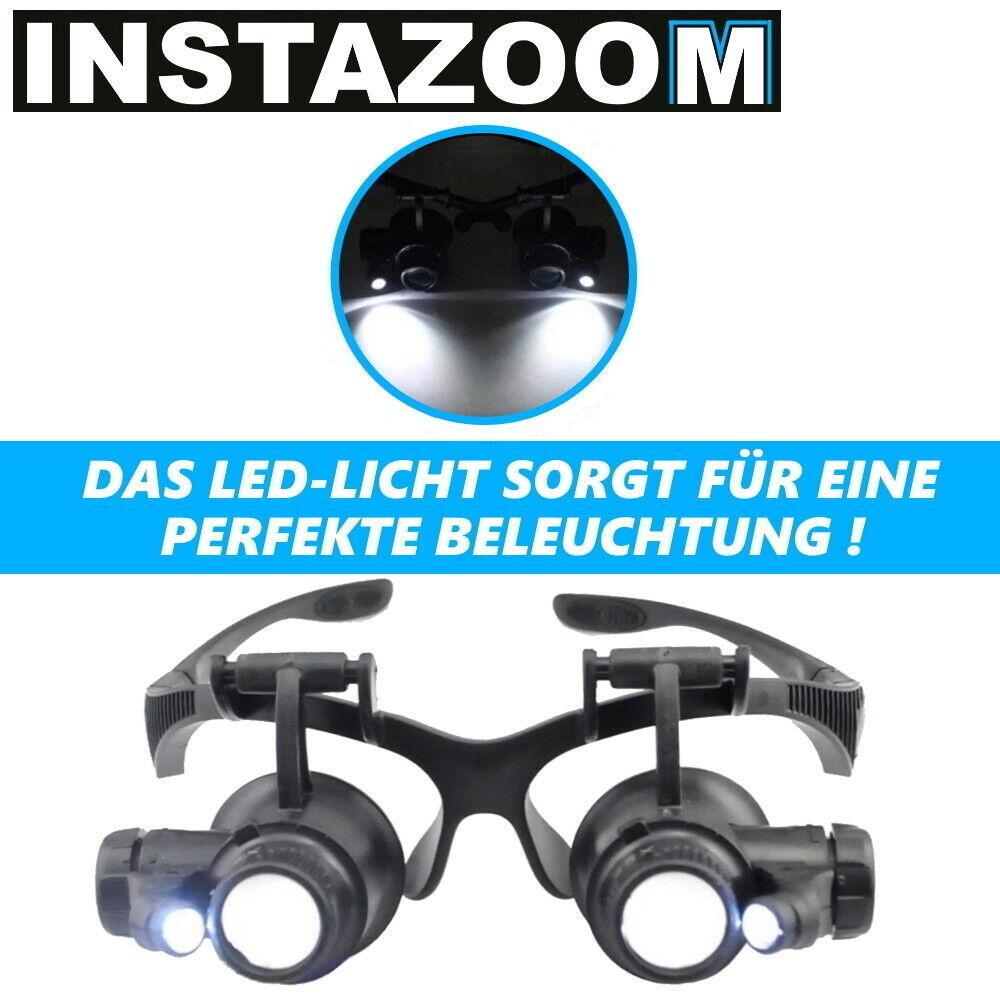 INSTAZOOM Lupenbrille Vergrößerungsbrille Kopflupe Stirnlupe Brillenlupe 20fach