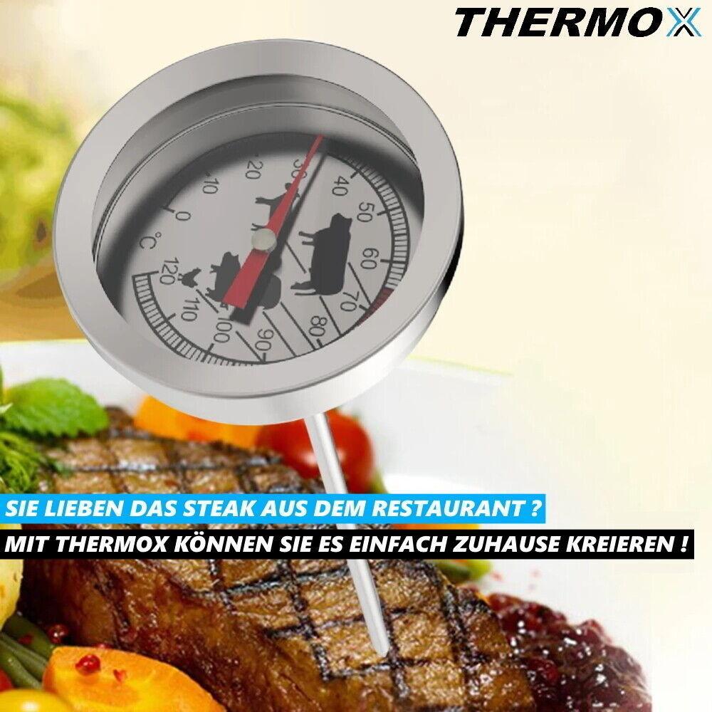 THERMOX Fleisch Thermometer Grill Steak Braten Backofen Thermometer Edelstahl