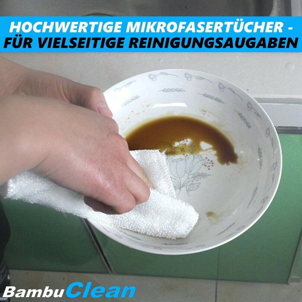 BambuClean Bambustücher Premium Bambus Mikrofasertücher Kristall Allzweck 95%