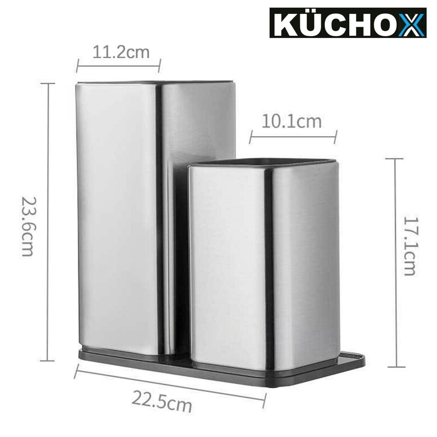 KÜCHOX Edelstahl Messerblock ohne Messer Küchenhelfer Organizer unbestückt 2in1
