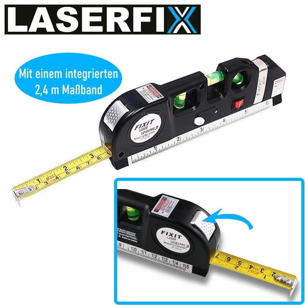 LASERFIX Laser Wasserwaage 4in1 Lasermessgerät Kreuzlinienlaser Entfernungsmesse