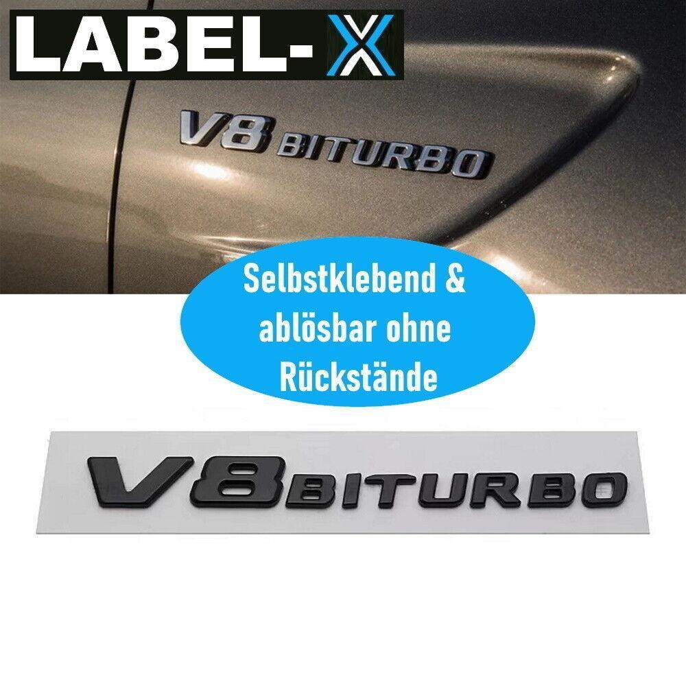 LABEL-X V8 Biturbo Schriftzug 3D Emblem Schwarz G63 S63 SL63 CL63 C63 CLS63 AMG