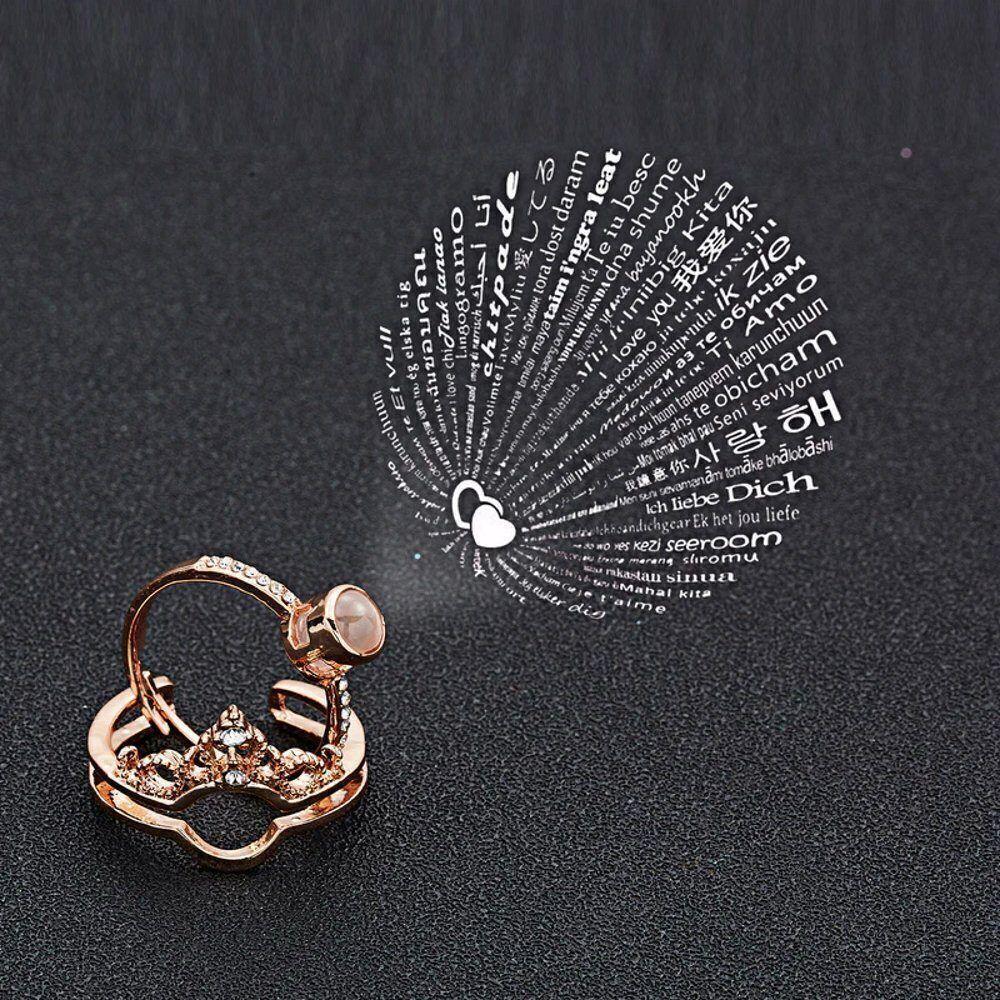 Damenring Liebe Ring Valentinstag Geschenk Ich Liebe Dich 100 Sprachen gold