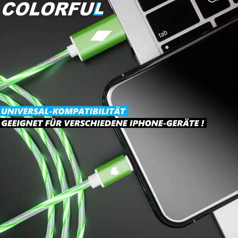 COLORFUL USB LED Ladekabel / Datenkabel Leuchtkabel für Apple Iphone Ipad 1m