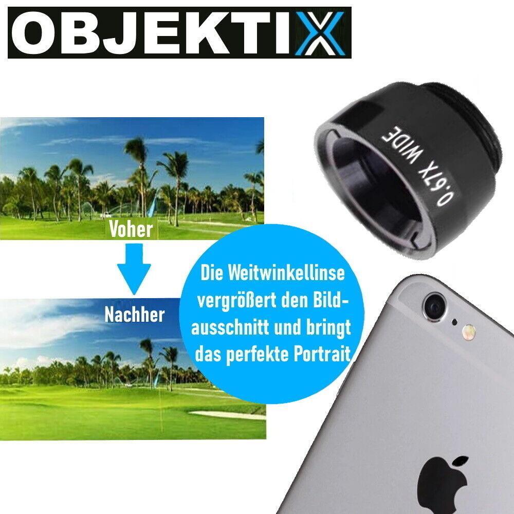 OBJEKTIX Handy Objektiv Set Smartphone Linsen Fisheye Weitwinkel Makro Kamera