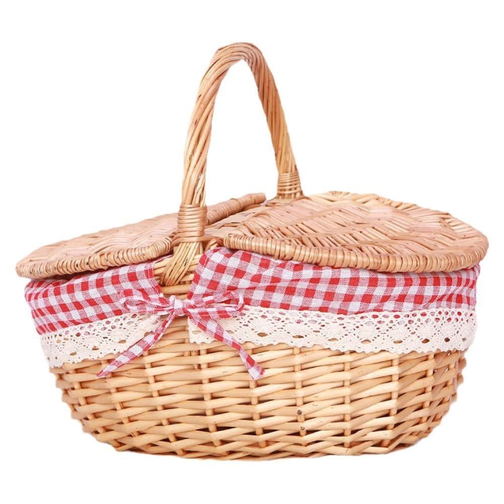 Picknickkorb mit Deckel Griff handgefertigt Weide Outdoor DE.