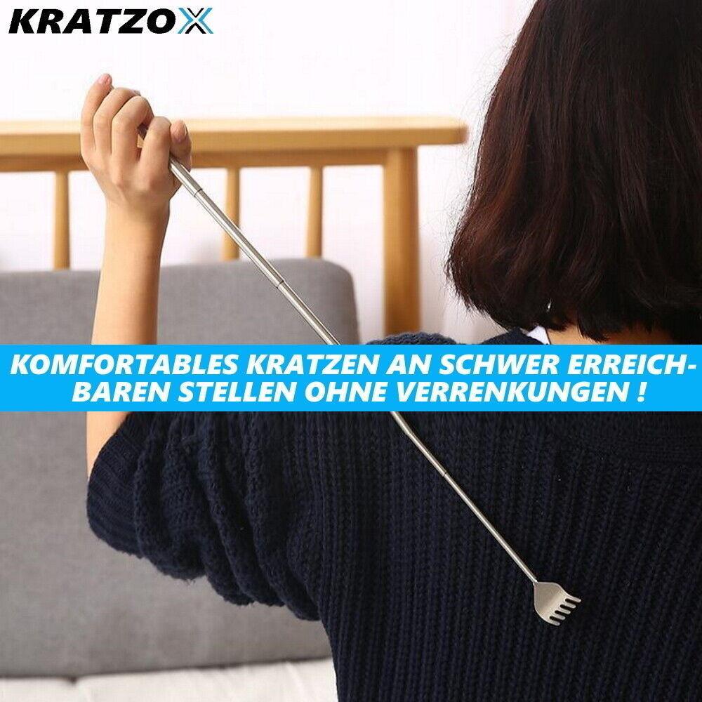 KRATZOX Rückenkratzer hochwertiger Edelstahl Teleskop ausziehbar bis 68cm [2er]