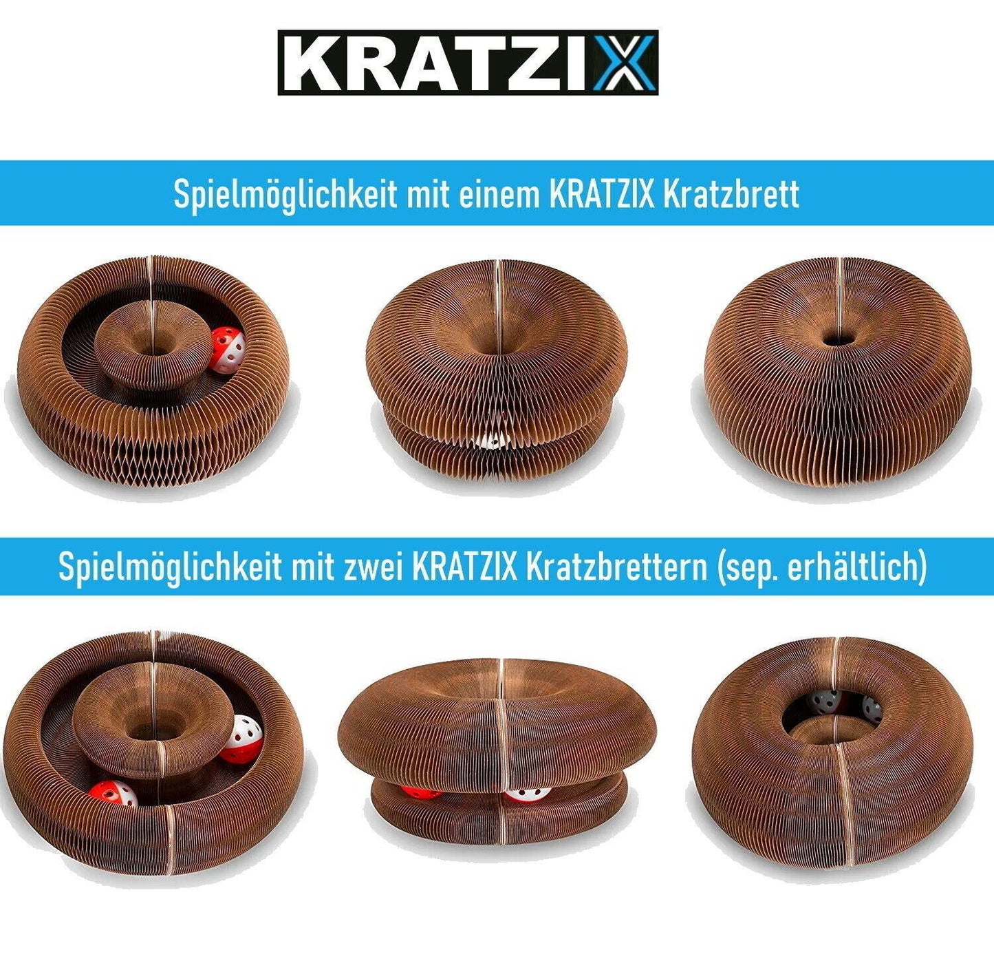 KRATZIX Katzenspielzeug Kratzspielzeug Kratzpappe Katzenkratzbrett faltbar Minze