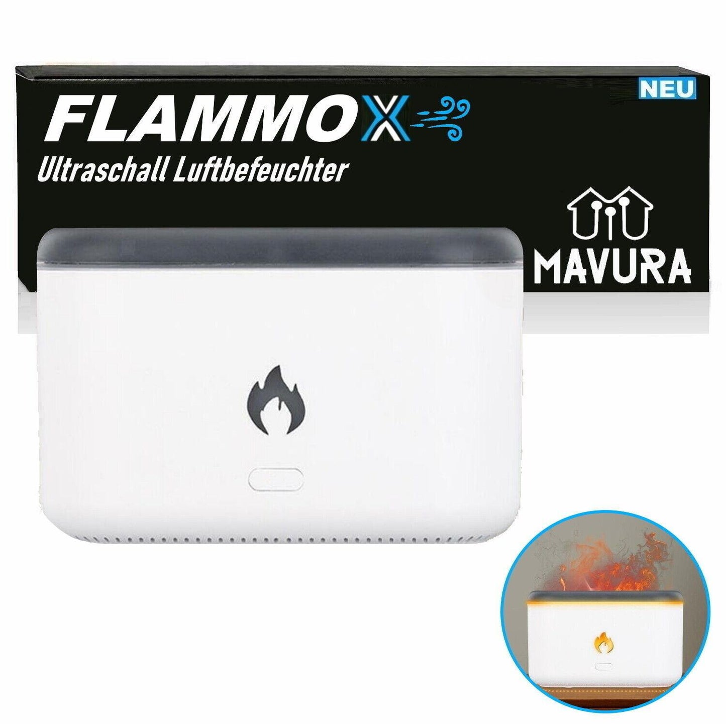 FLAMMOX Luftbefeuchter mit Kamineffekt Flammen Humidifier Raumbefeuchter