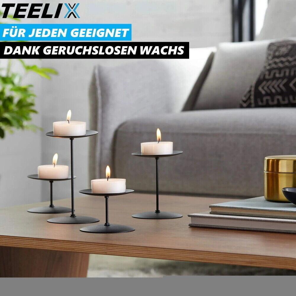 TEELIX Teelichter Kerzen Set Teekerzen Teelichtofen Alubecher unparfümiert 50er