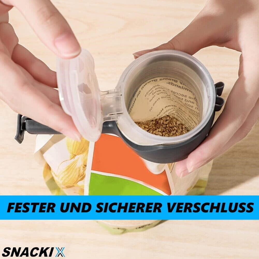 SNACKIX Tütenverschluss Ausschütter Beutelverschluss Tütenclip Klammern 4er Set