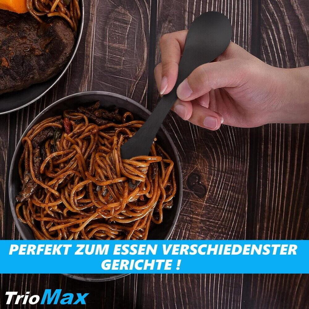 TrioMax Camping Besteck Outdoor Löffel Messer Gabel 3in1 Essbesteck Edelstahl