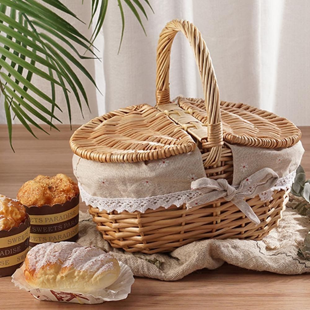 Picknickkorb mit Deckel Griff handgefertigt Weide Outdoor DE.
