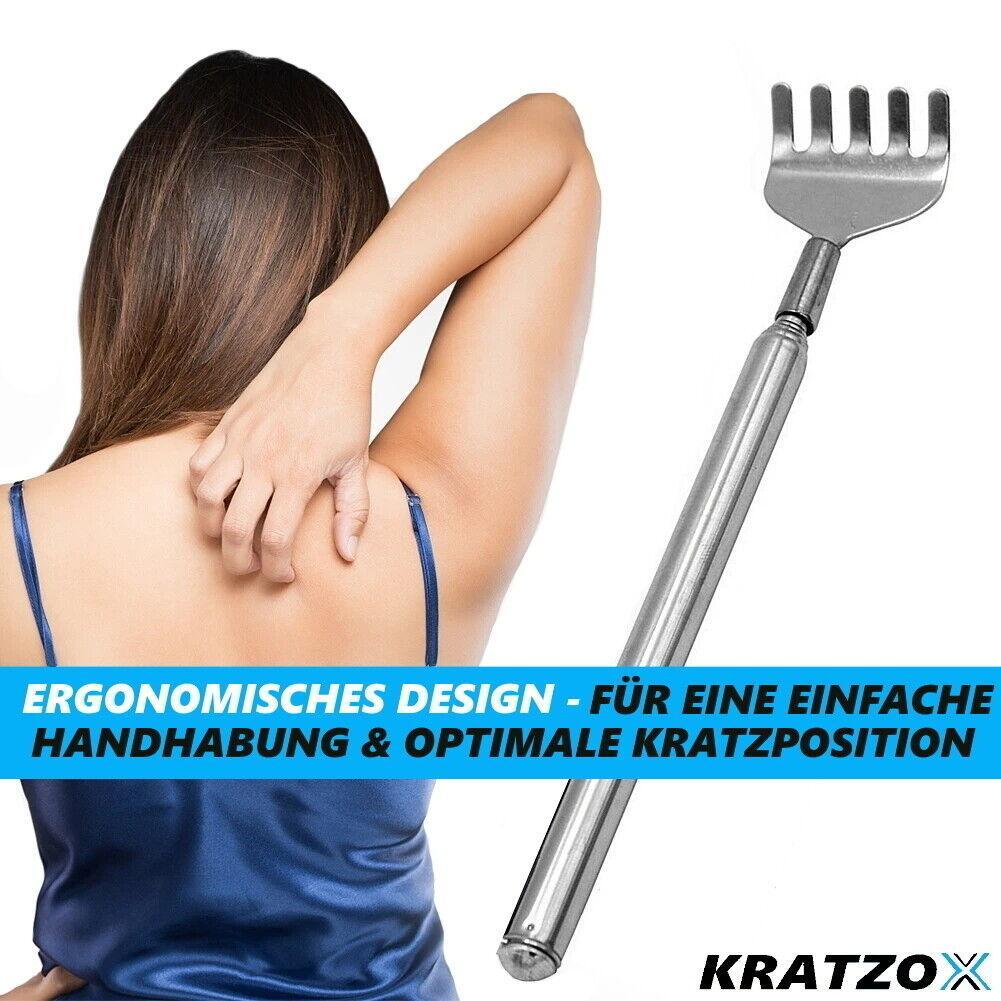 KRATZOX Rückenkratzer hochwertiger Edelstahl Teleskop ausziehbar bis 68cm [2er]