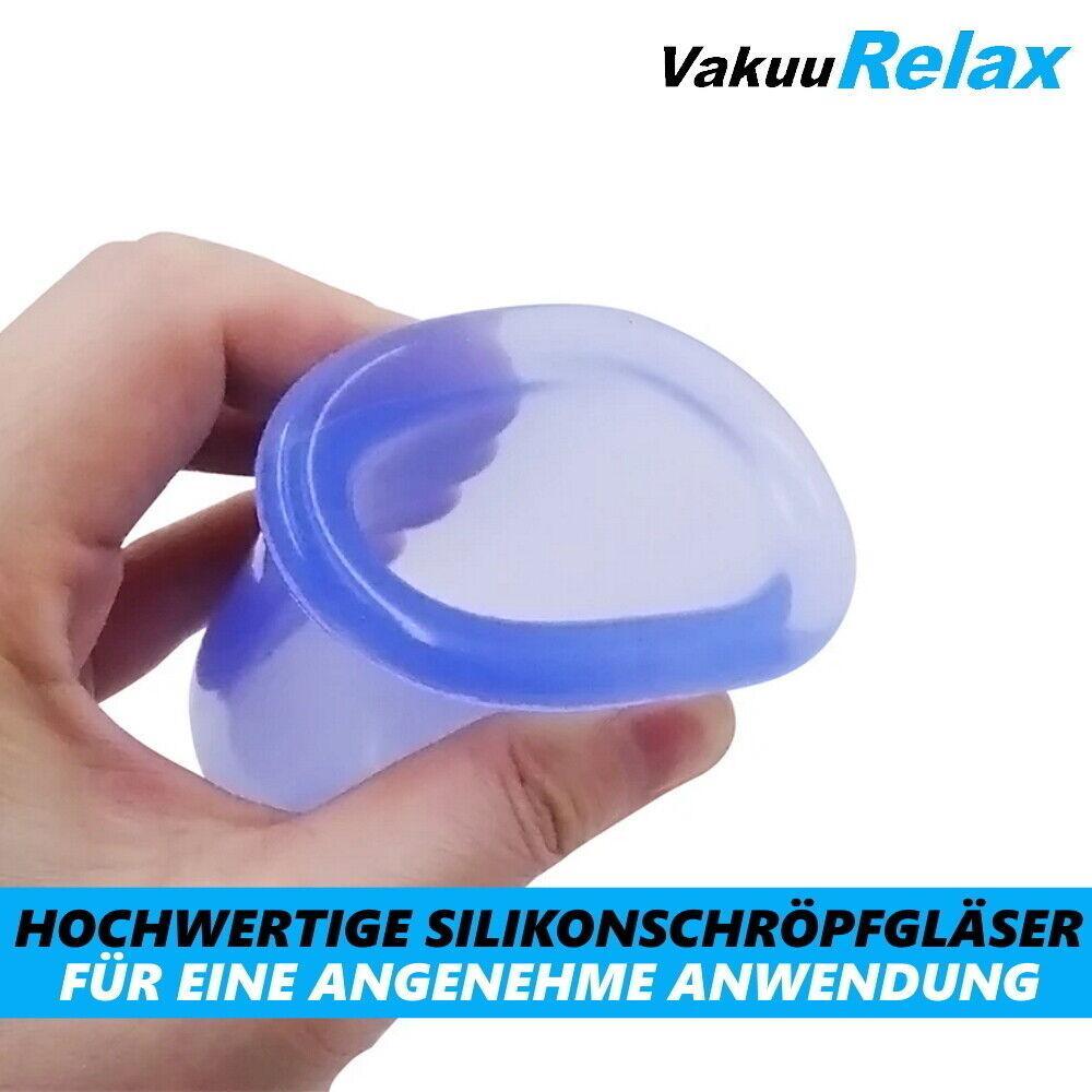 VakuuRelax Silikon Schröpfgläser Set Schröpfen Saugglocken Vakuum Massage [2er]