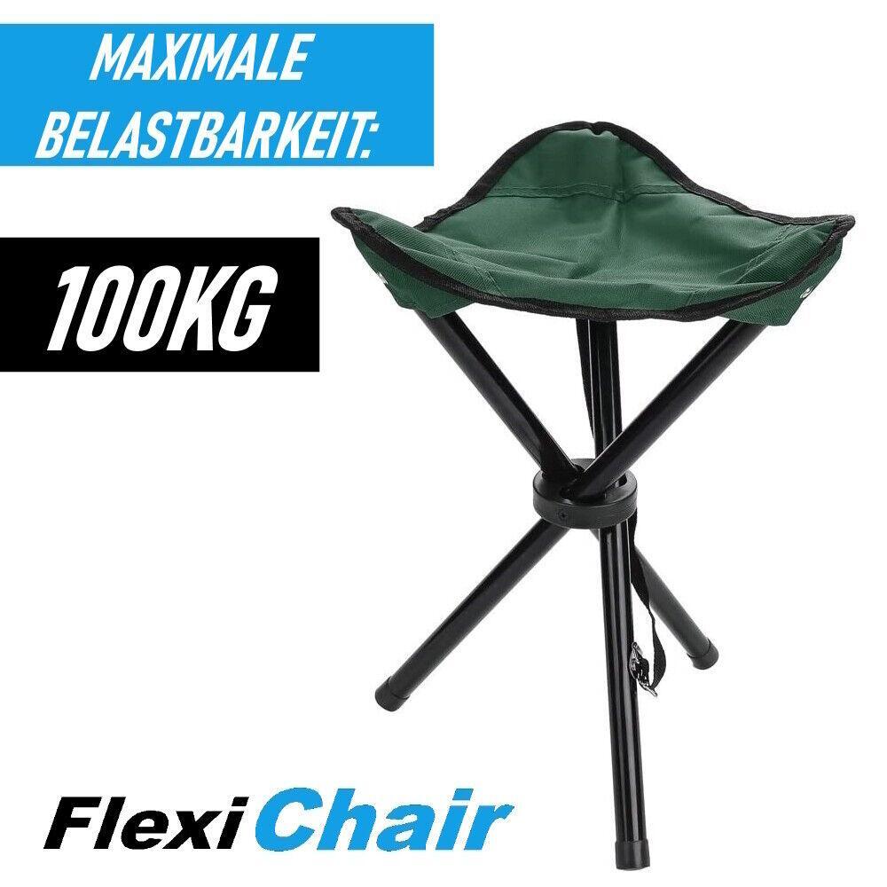FLEXICHAIR Camping Stuhl Angler Hocker Faltbar Klappstuhl Dreibein Falthocker