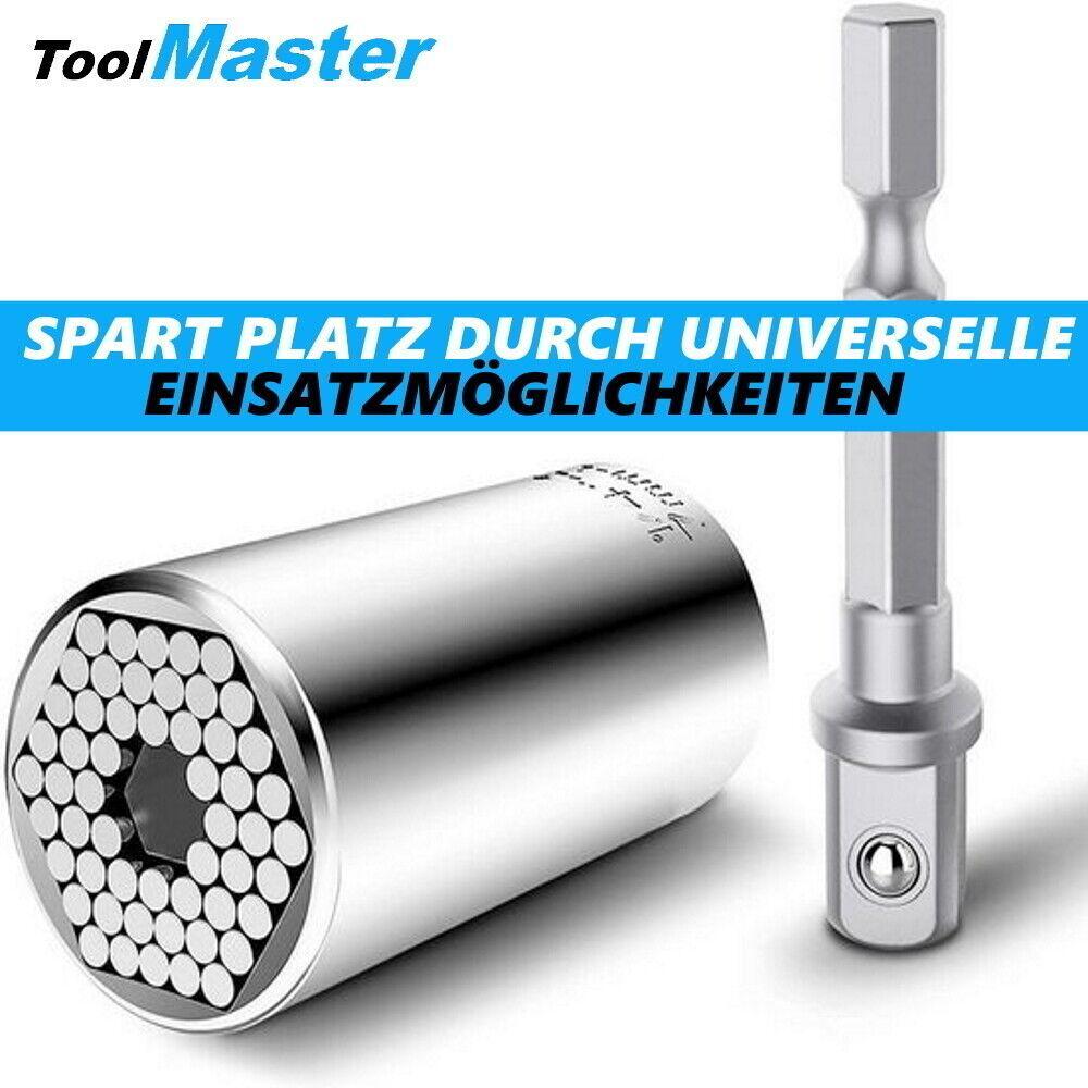 ToolMaster Universal Multifunktions Nuss Multi Tool Steckschlüssel 7-19mm & Adpt