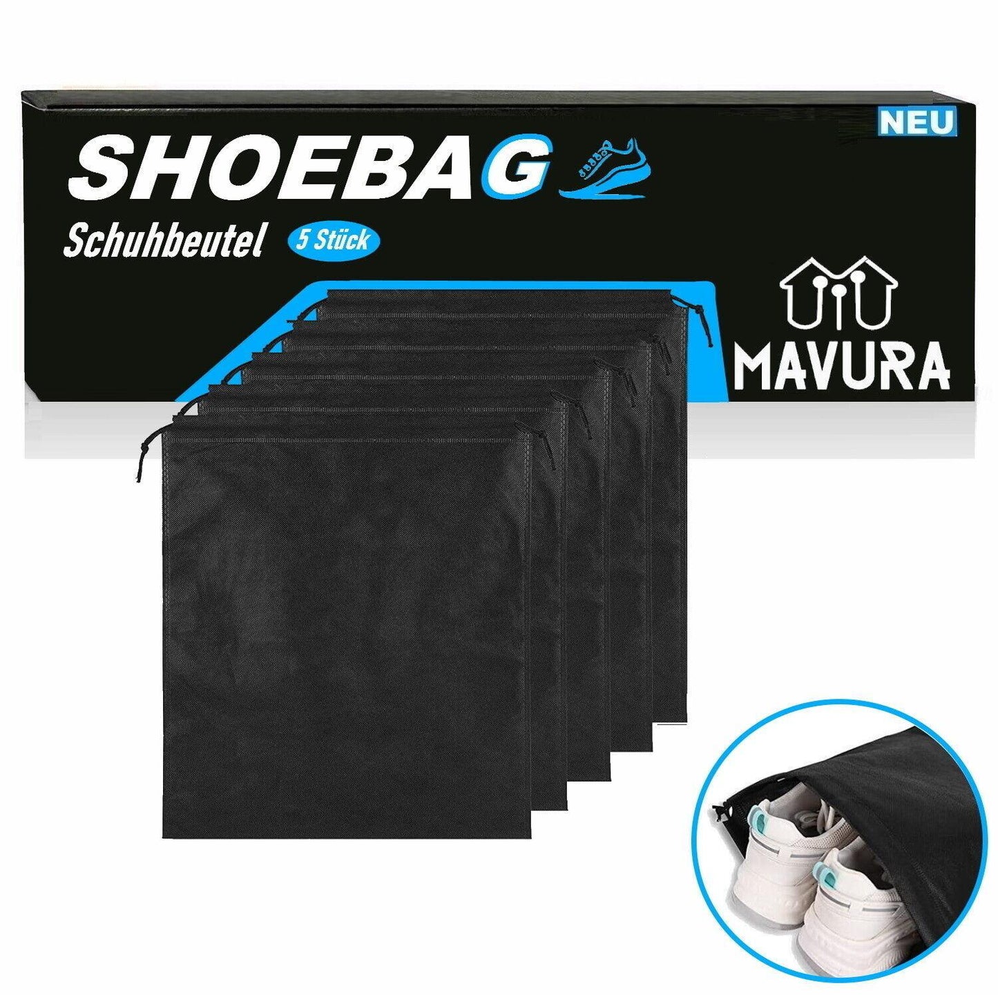 SHOEBAG Schuhbeutel Schuhorganizer Schuhtasche Schuhsack Set [5er Set]