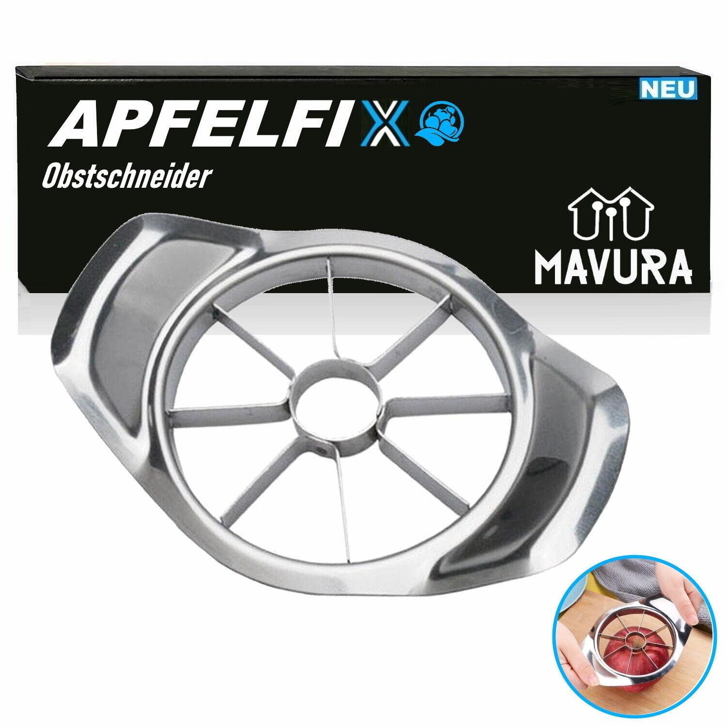 APFELFIX Edelstahl Apfelteiler Apfelschneider Birnenteiler Obstteiler Entkerner