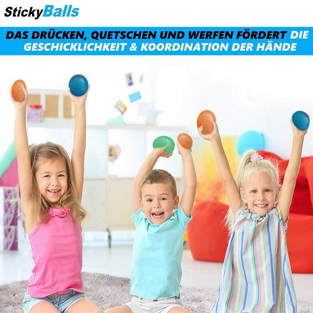 StickyBalls Leuchtende Neon Klebebälle für die Decke Spaß Schleim GLOW 4er Set