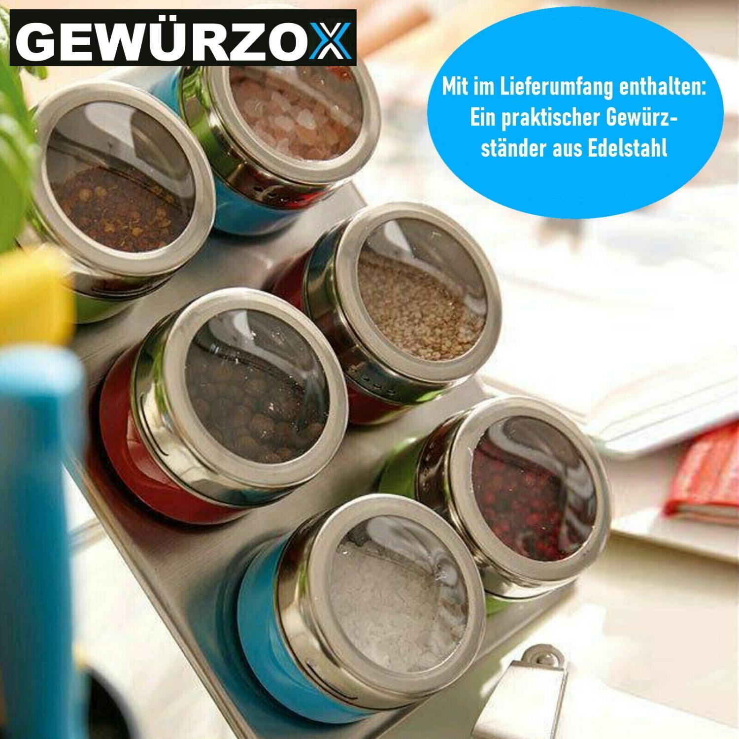 GEWÜRZOX Gewürzdosen Gewürzstreuer Gewürzregal Edelstahl Gewürzgläser magnetisch