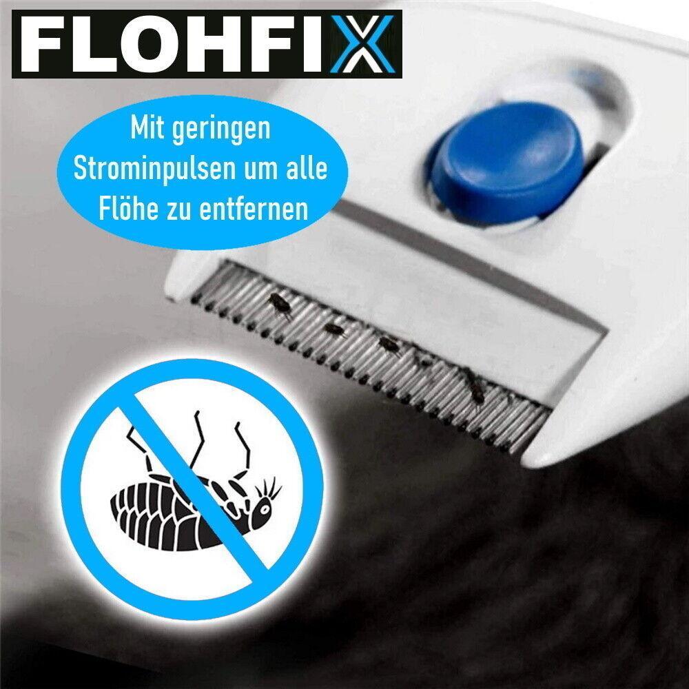 FLOHFIX elektrischer Läusekamm Nissenkamm Flohkamm Hunde Katzen Kinder Läusekamm
