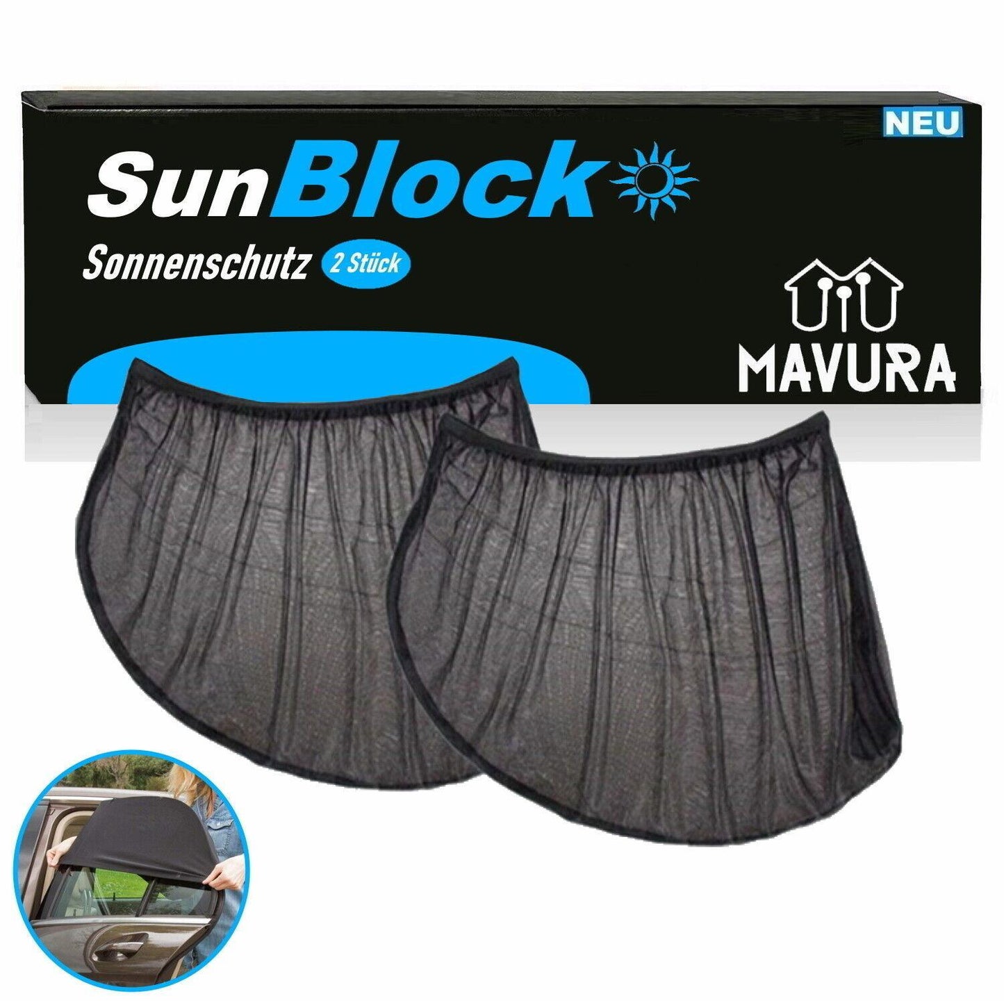 SunBlock Sonnenschutz Auto Sonnenblende Seitenscheiben UV Schutz Universal 2er