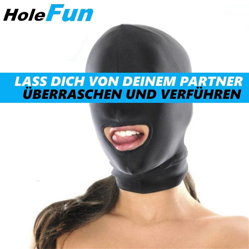 HoleFun Kopfmaske Bondage Fetisch SM BDSM Sex Spielzeug Maske Mundöffnung 1-Loch
