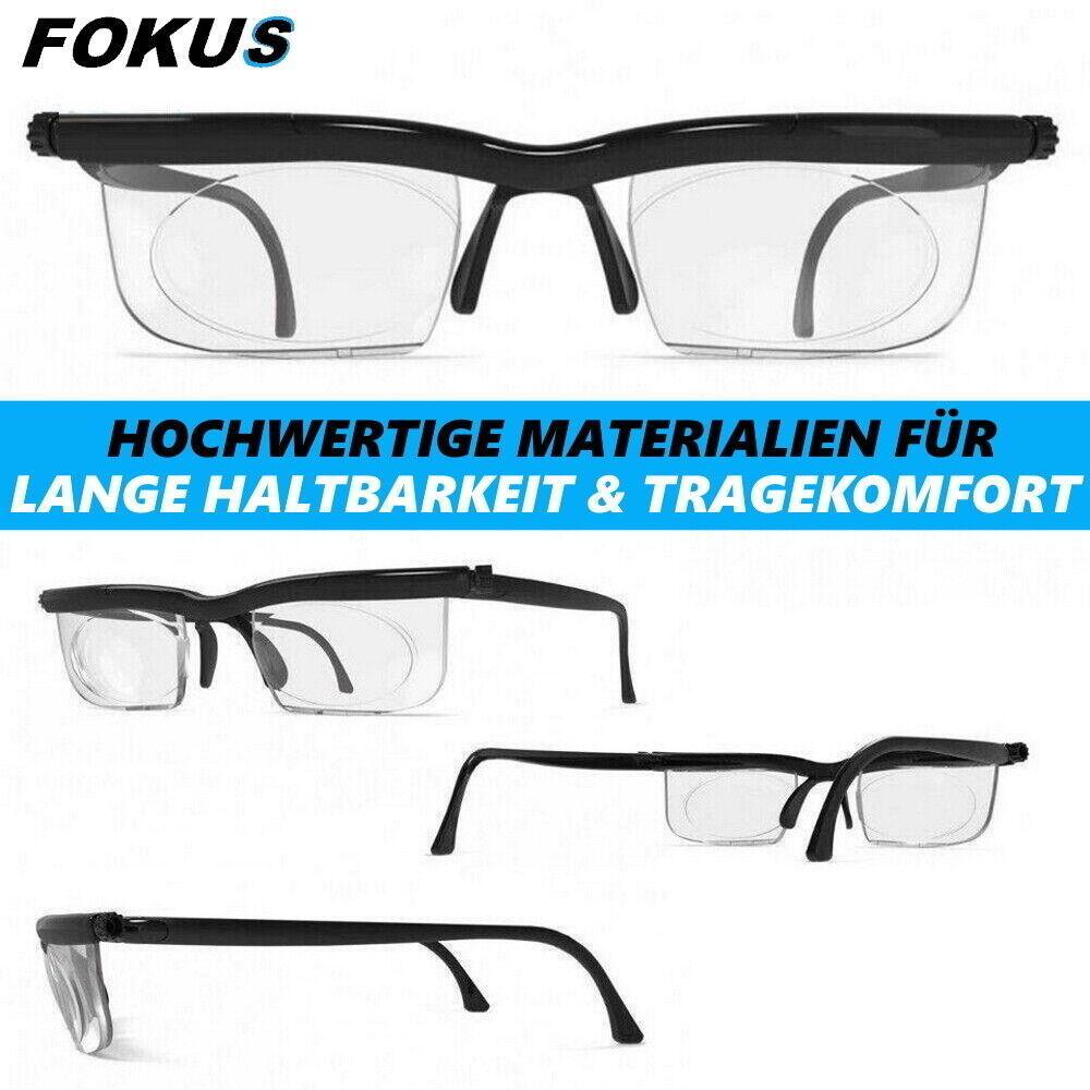 FOKUS individuell einstellbare Brille -6 +3 Dioptrien Lesebrille Ad Lens Glass