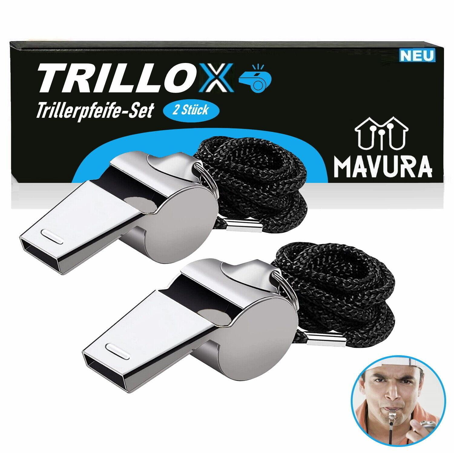 TRILLOX Trillerpfeife Set Schiedsrichterpfeife Metall Notfallpfeife Signalpfeife