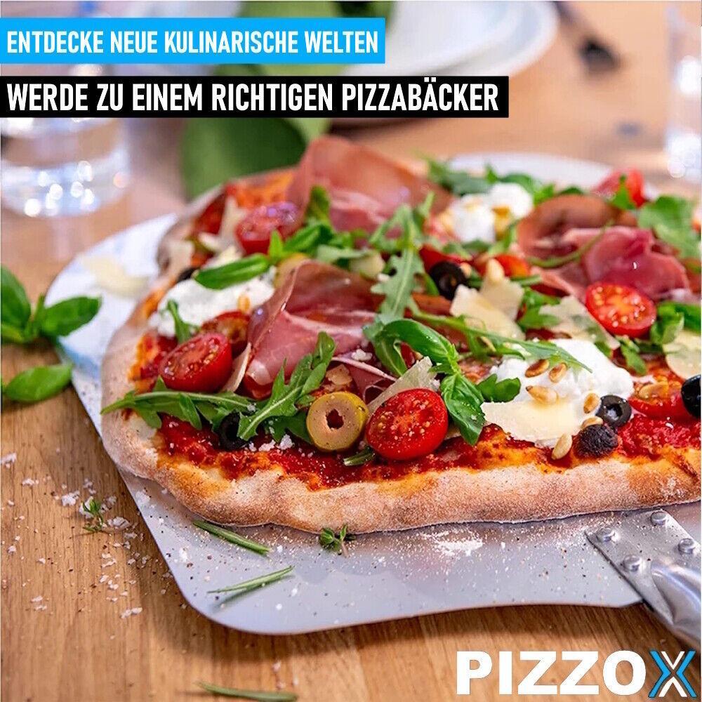 PIZZOX Premium Pizzaschieber Edelstahl Pizzaschaufel mit abnehmbarem Holz Griff