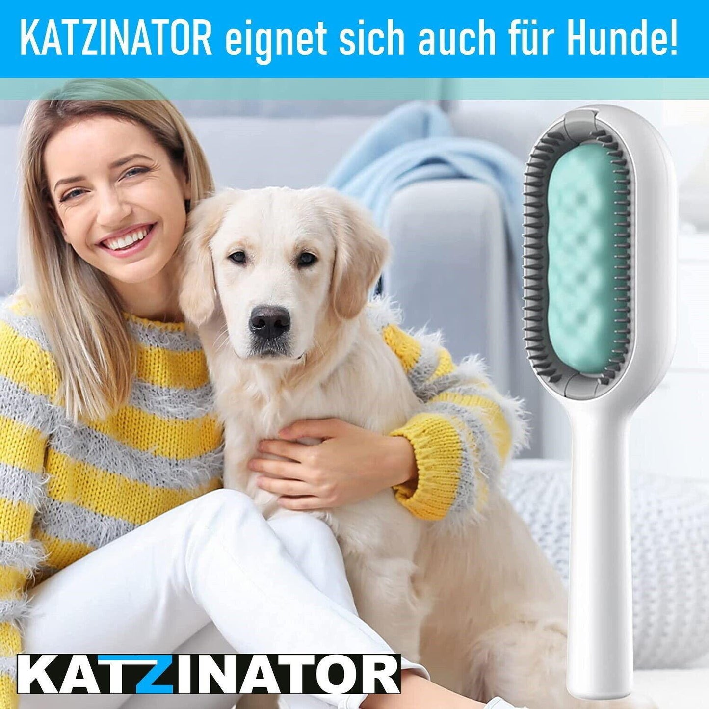 KATZINATOR Katzenbürste Fellbürste Haustierbürste Katze Hund kurzhaar & langhaar