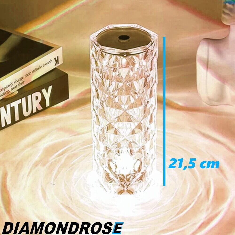 DIAMONDROSE Crystal LED Kristall Tischlampe Leuchte mit Touch 16 Farben USB Akku