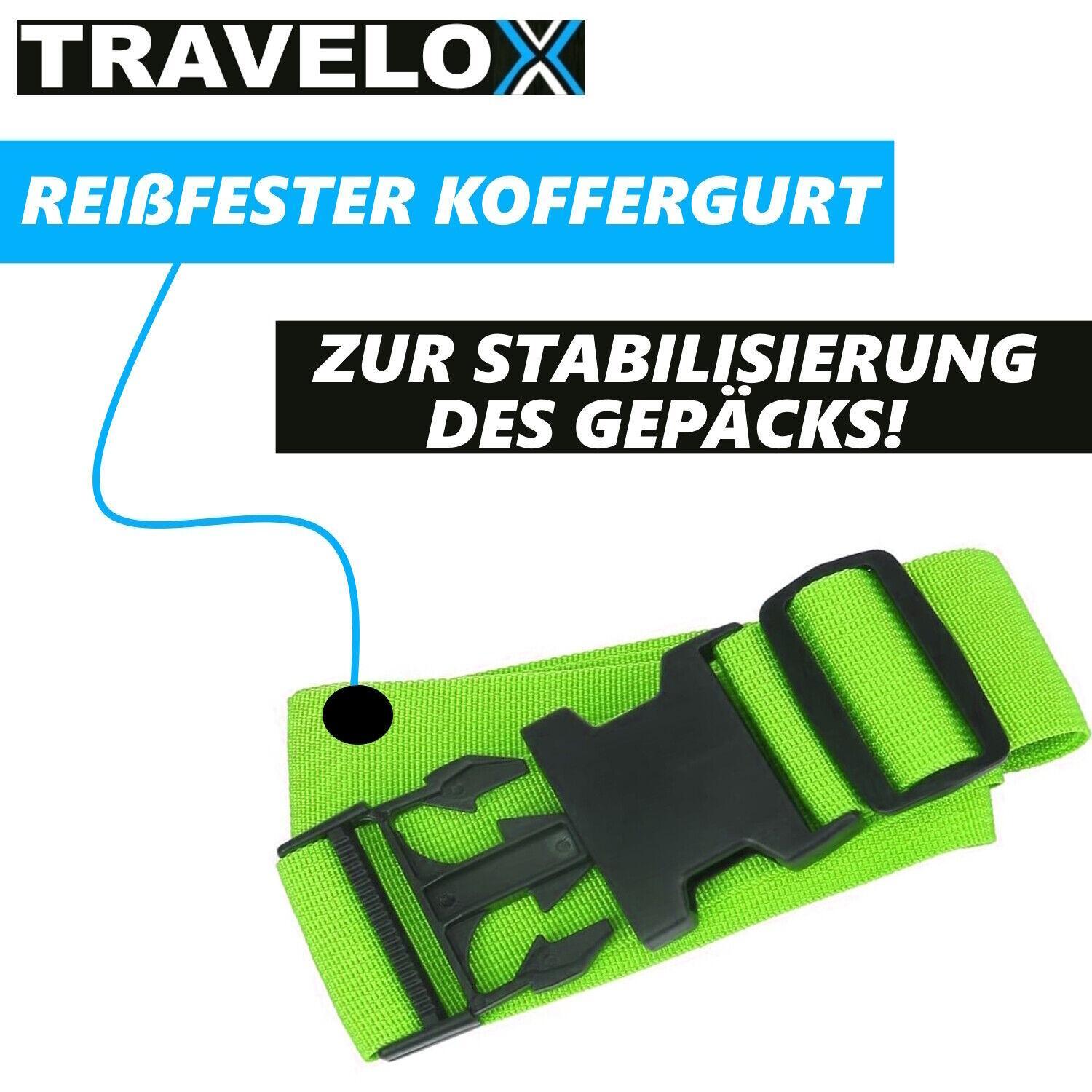 TRAVELOX Koffergurt Gepäckgurt Kofferanhänger Gepäckschloss Gepäckanhänger Grün