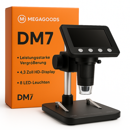 DM7 Digitalmikroskop 1000X 4,3" 1080P mit 8 LEDs DE.
